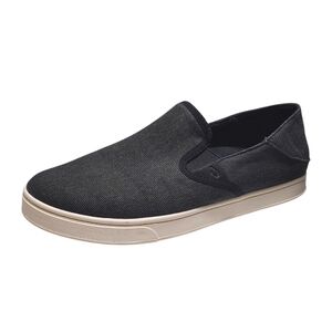 Olukai Pehuea Charcoal Gray Canvas Slip On Comfort Sneakers Women's Size 9